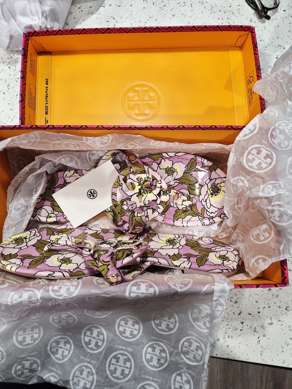 Tory Burch Pink Floral Miller Sandals Size 11